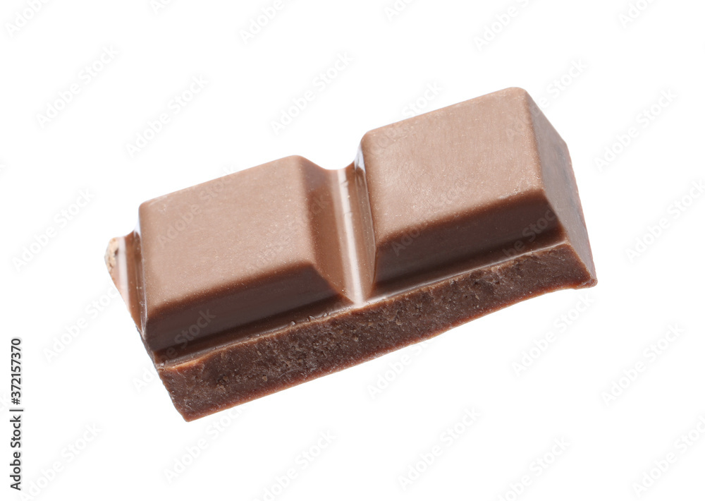 Piece of delicious milk chocolate isolated on white Piece of delicious milk chocolate isolated on white