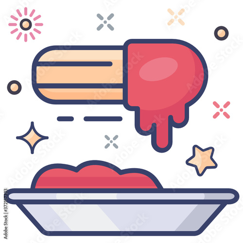 
Maxican churros icon in modern flat style 

