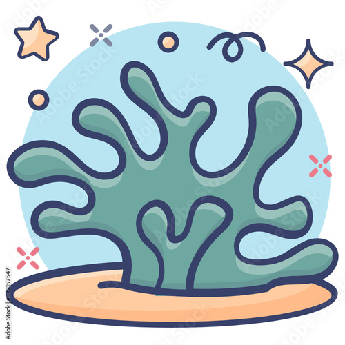 
Numerous marine plants and algae, such as a kelp or seaweed flat style 
