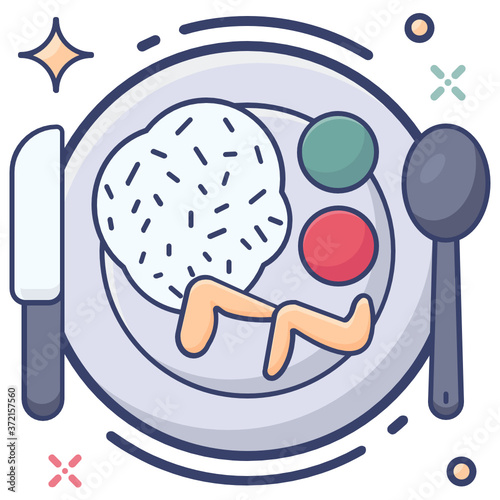 
Design of singaporean rice in trendy flat style 
