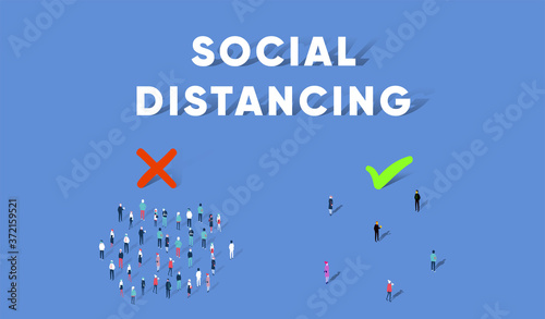 Social distancing, keep distance in public society people to protect COVID-19 coronavirus outbreak spreading concept.