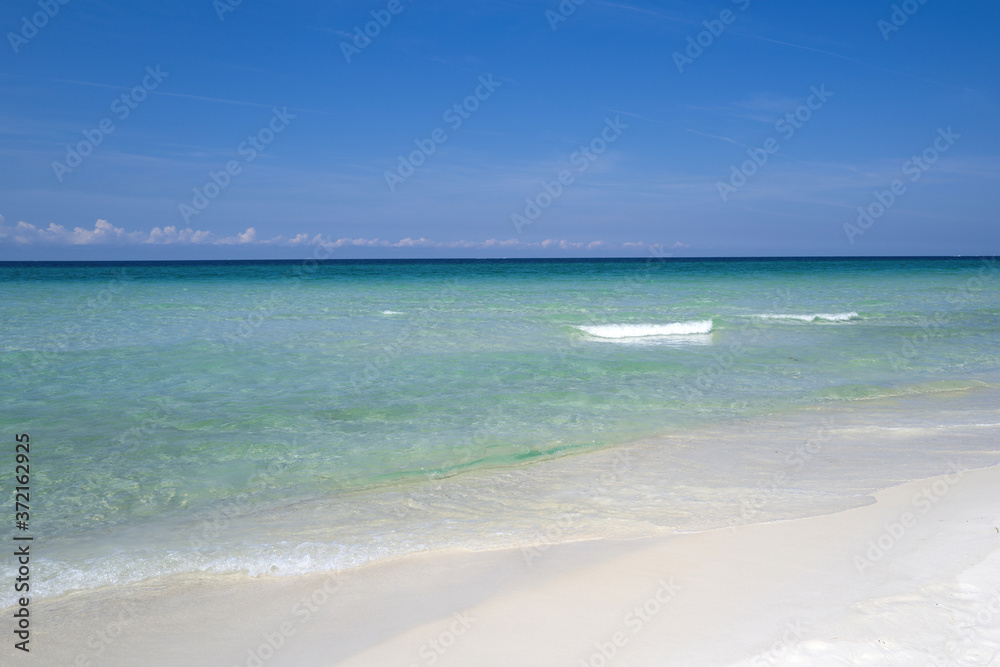 Beautiful sea landscape with turquoise water with copy space for your advertising text message or promotional content.