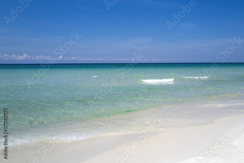 Beautiful sea landscape with turquoise water with copy space for your advertising text message or promotional content.