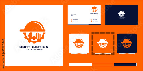 creative safety contruction building logo design premium vector