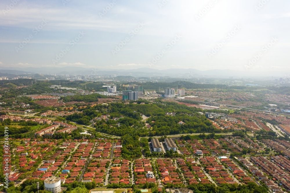 Aerial View of Puchong city landscape, Malaysia