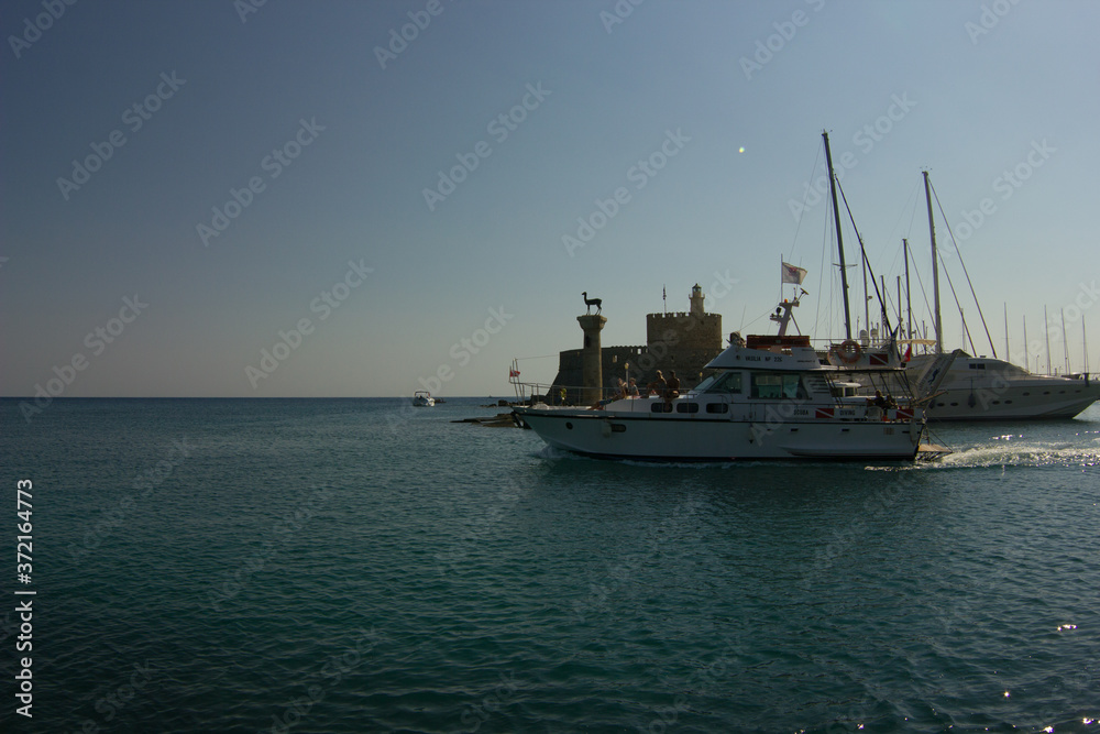 Greek water surface. Sea. Rhodes island. Summer vacation. Euro-trip.