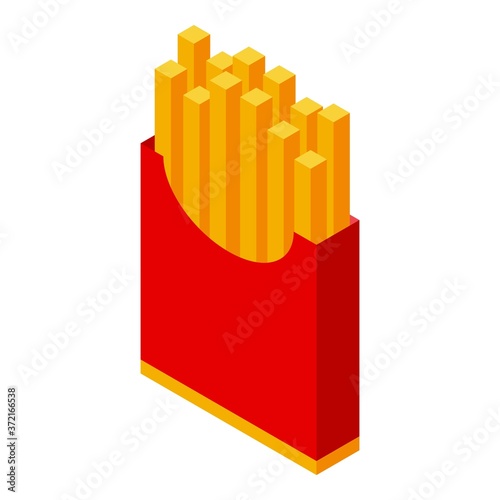 Gluttony potato fries icon. Isometric of gluttony potato fries vector icon for web design isolated on white background