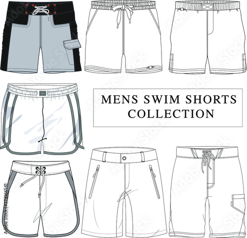 men's swim shorts vector illustration, men's swim shorts, swim shorts, shorts illustration, men's swim shorts sketch