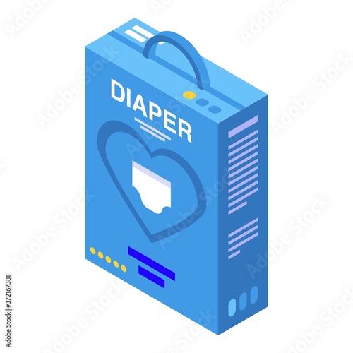 Diaper package icon. Isometric of diaper package vector icon for web design isolated on white background