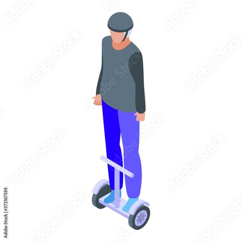 Man retirement ride gyroscooter icon. Isometric of man retirement ride gyroscooter vector icon for web design isolated on white background