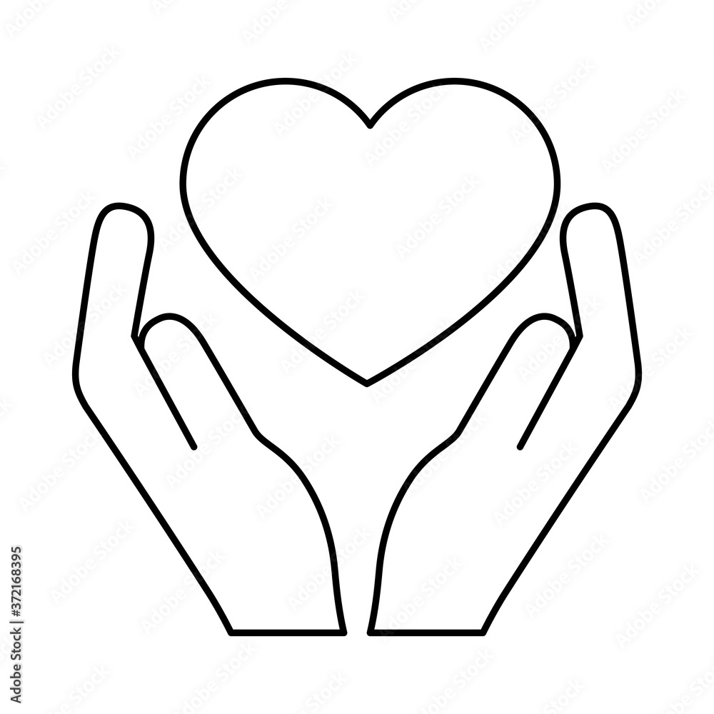 hands lifting heart love line style icon hands lifting heart love line style icon
