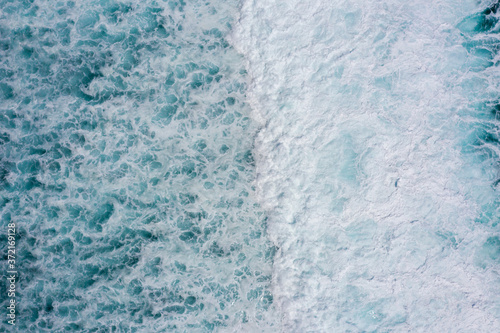 Ocean water surface with waves, aerial view
