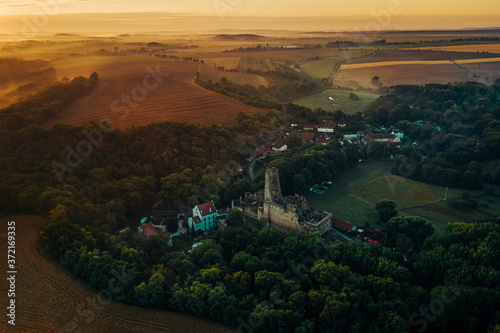 Okor castle. In 1228 a stronghold was built in the small hamlet of Okor. It was later modified into a Gothic castle, founded in 1359 by Frantisek Rokycansky, a wealthy burgher of Prague's Old Town.	