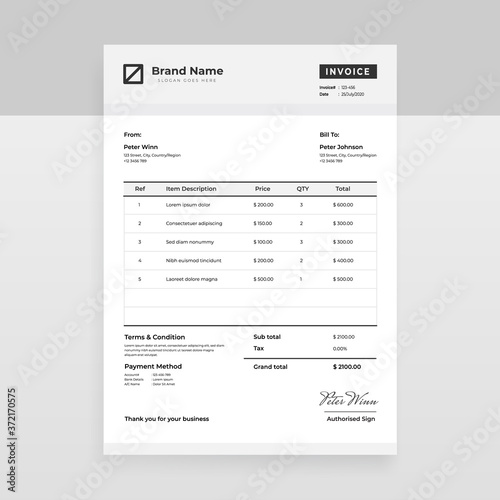 simple modern invoice design template