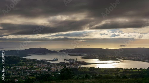 Ferrol Estuary View from Coto do Rei Fene Galicia Time-Lapse