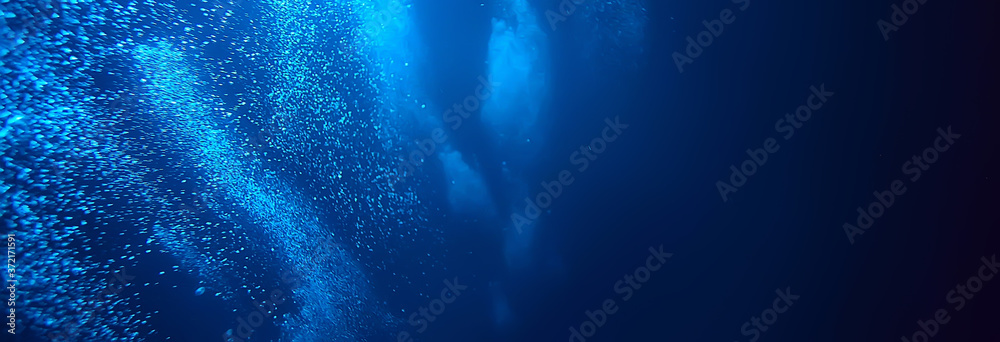 bubbles air under water ocean background diving nature abstract background underwater - obrazy, fototapety, plakaty 