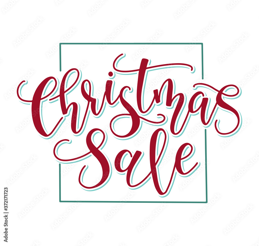 Obraz premium Christmas sale - red hand written calligraphy - vector illustration for Xmas shopping.