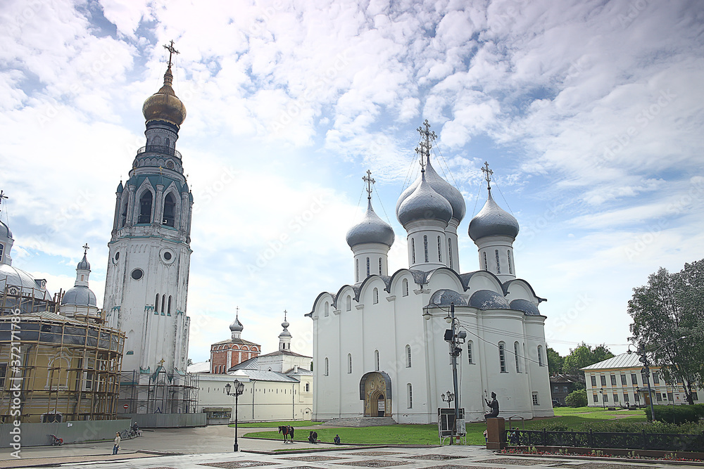 Russia church landscape, nature landscape in Russia, religion