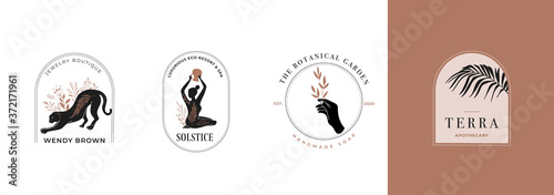 Mystic women, exotic woman, feminine concept illustration, beautiful esoteric women silhouettes . Flat style vector design
