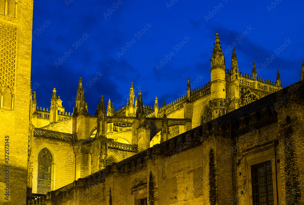 Naklejka premium Cathedral of Saint Mary, Catedral de Santa Maria de la Sede in Seville, Spain.