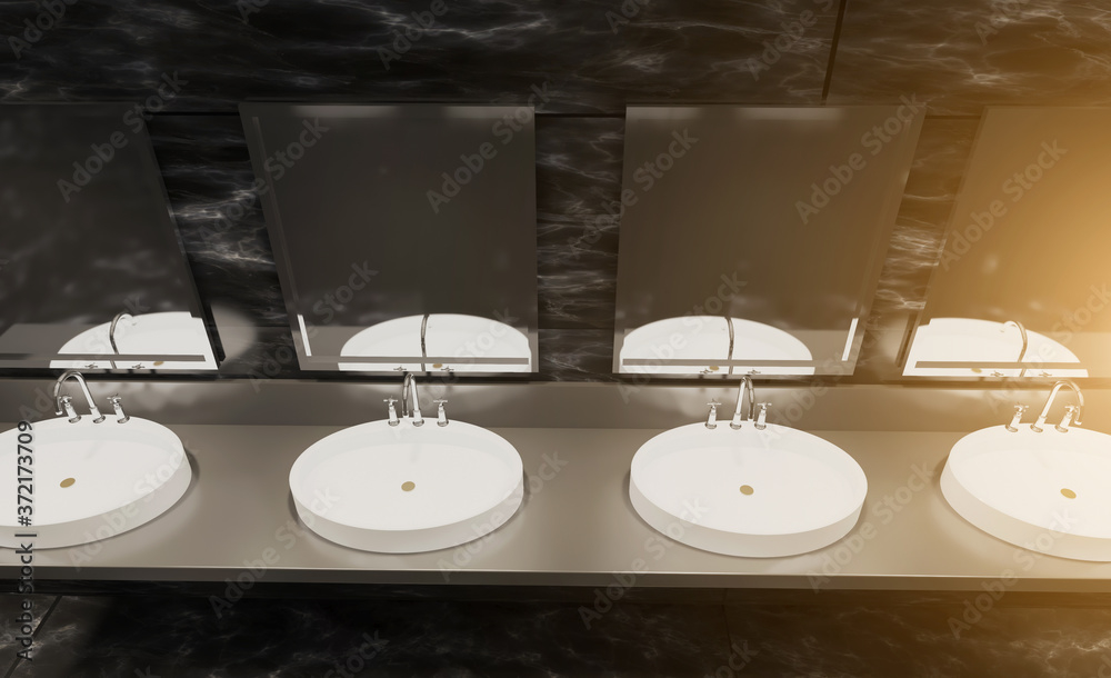 Hotel bathroom peeing toilet. 3D rendering.. Sunset. Hotel bathroom peeing toilet. 3D rendering.. Sunset.