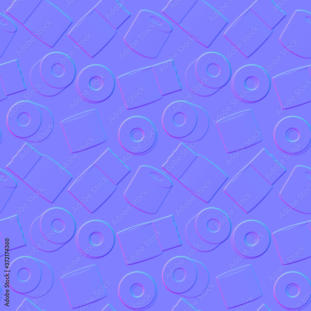 Obraz premium Normal map of seamless toilet paper pattern. Computer generated image