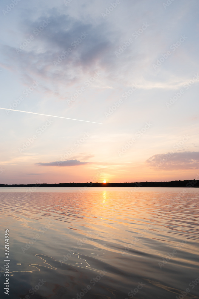 sunset over the lake