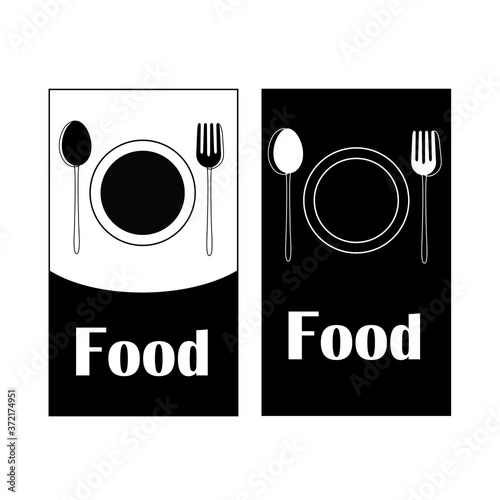 Food label. Сutlery label. Vector image of cutlery for restaurants and cafes