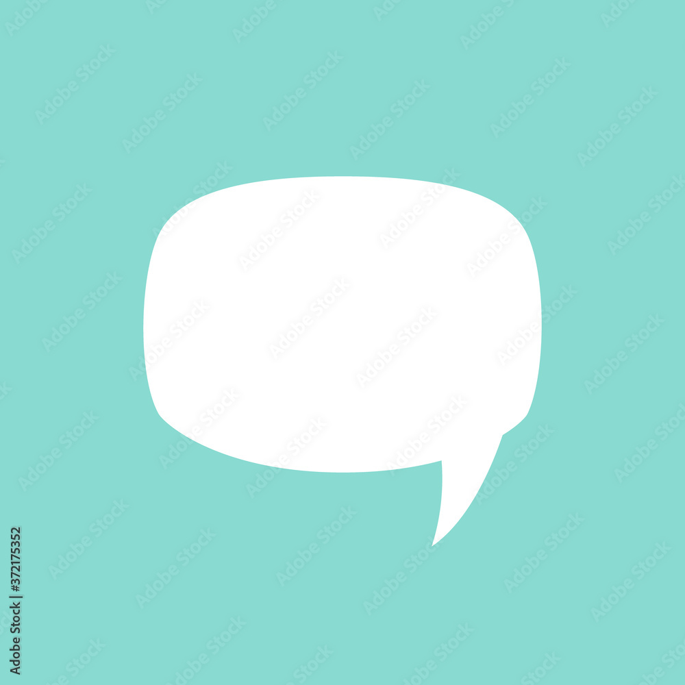 white chat speech bubble with shadow on powder blue background. white chat speech bubble with shadow on powder blue background.