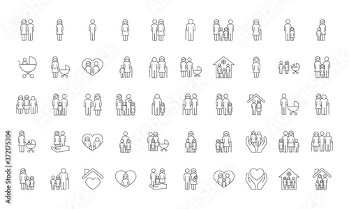 bundle of fifty family parents set icons