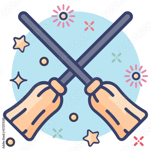 
Modern style icon of magic brooms, broomsticks editable vector 
