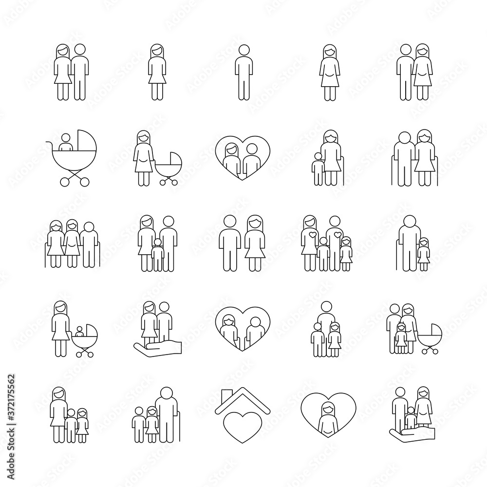 bundle of twenty five family parents set collection icons bundle of twenty five family parents set collection icons