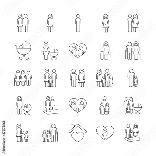 bundle of twenty five family parents set collection icons