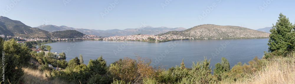 Panorama of a mountain lake and the city (Macedonia, northwest Greece) Panorama of a mountain lake and the city (Macedonia, northwest Greece)