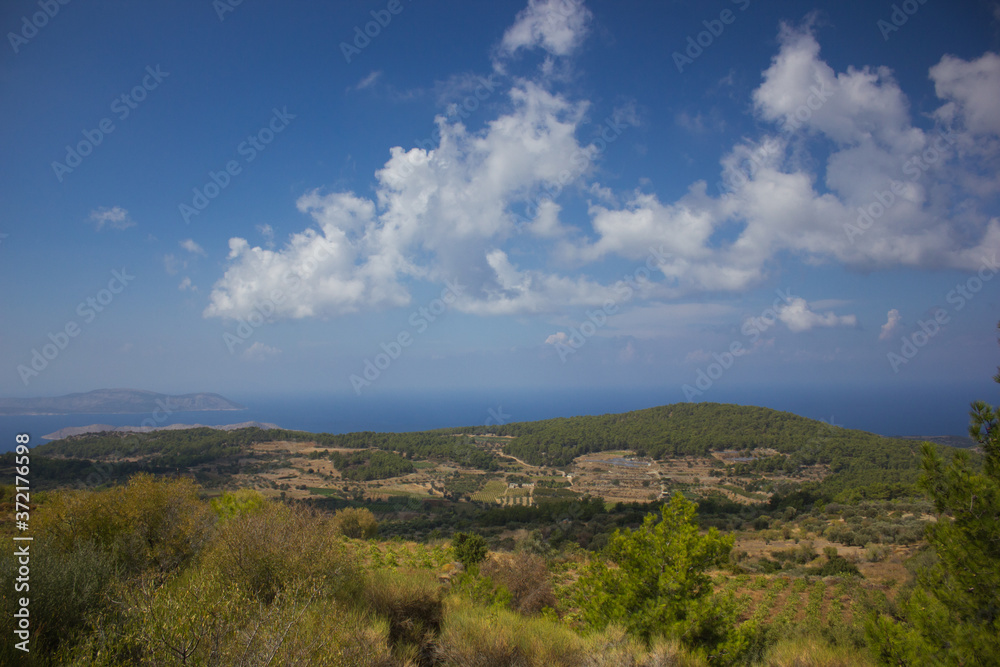 Panorama of Greece. Rhodes island. Rest at the sea. Eurotrip.
