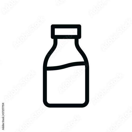 Milk bottle isolated vector icon, kefir bottle outline icon with editable stroke