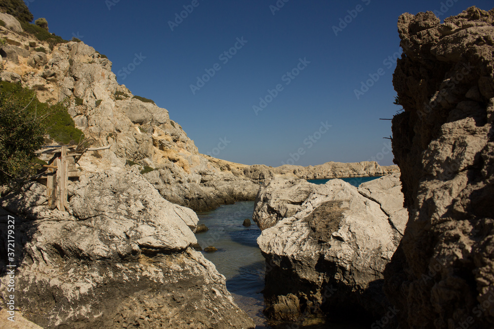 Beaches in Greece. Sea. Rhodes island. Summer vacation. Euro-trip.