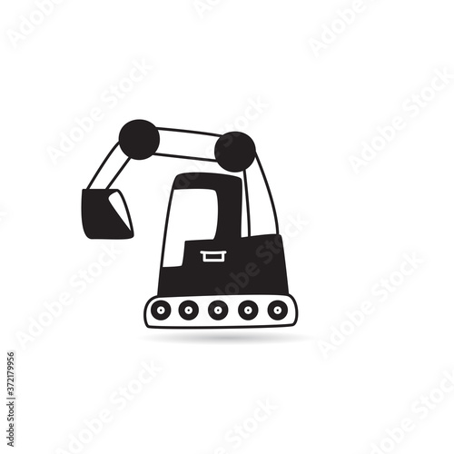 bulldozer, digger icon vector illustration