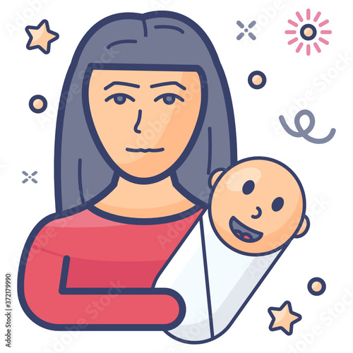 
A mother catching neonate denoting motherhood icon
