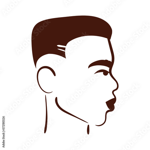 profile young afro man ethnicity silhouette style icon