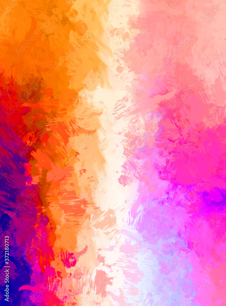 Abstract background of colorful brush strokes. Brushed vibrant wallpaper. Painted artistic creation. Unique and creative illustration.