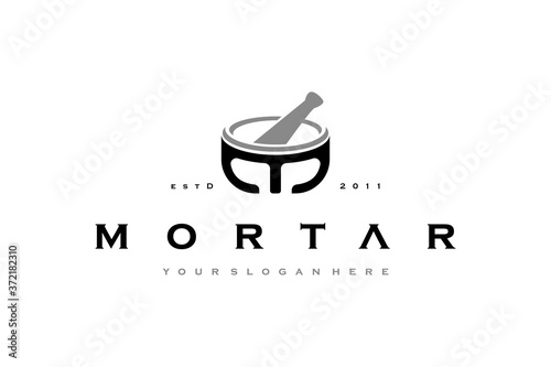 Pharmacy logo design icon mortar letter M
