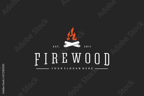 firewood logo design vintage vector