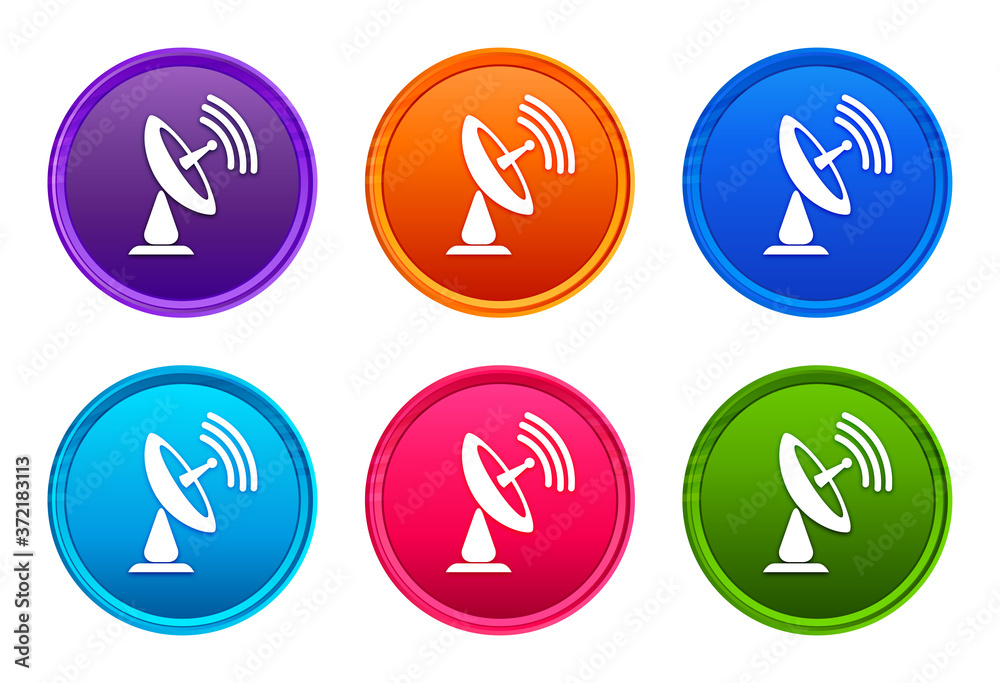 Satellite dish icon luxury bright round button set 6 color vector Satellite dish icon luxury bright round button set 6 color vector