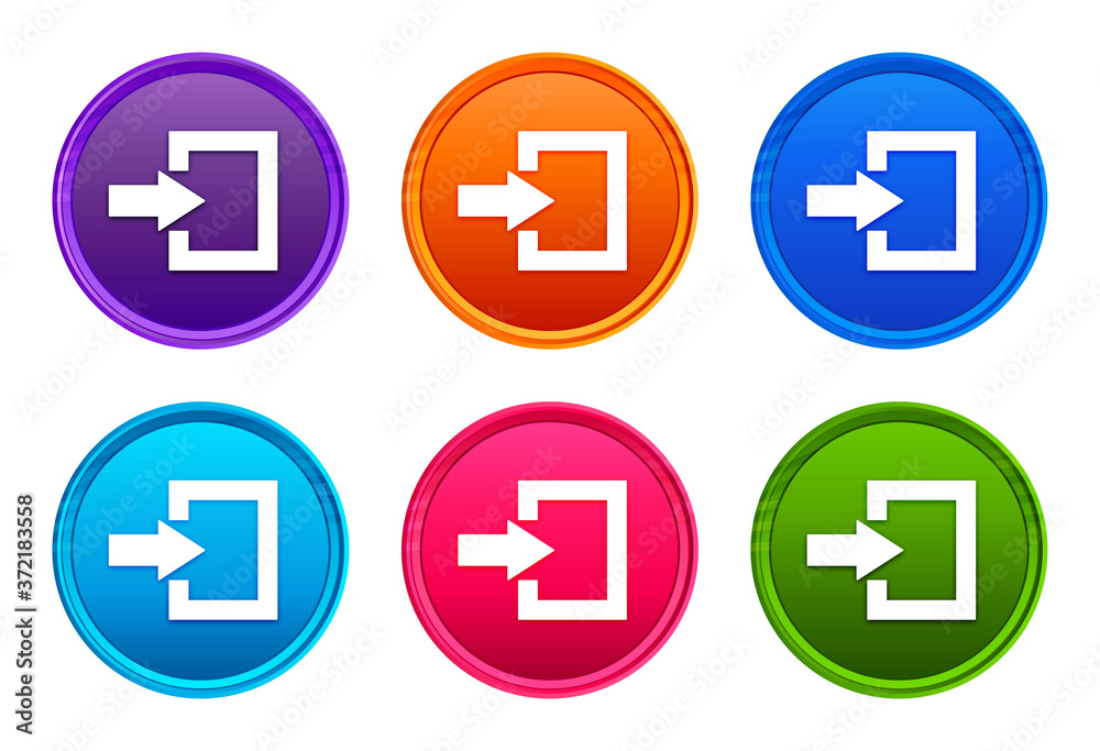 Login icon luxury bright round button set 6 color vector Login icon luxury bright round button set 6 color vector