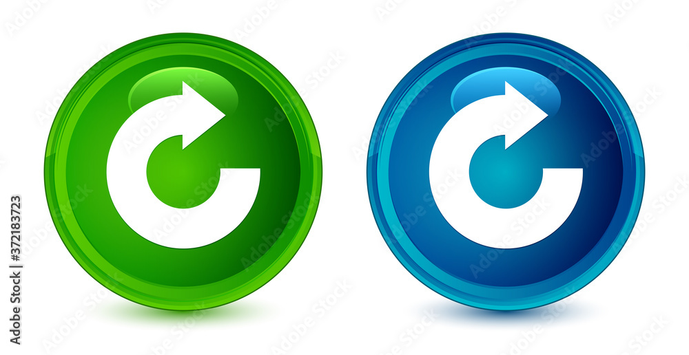 Reply arrow icon artistic shiny glossy blue and green round button set Reply arrow icon artistic shiny glossy blue and green round button set
