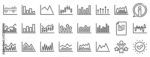 Set of Candle stick graph, Report diagram and Infochart icons. Financial chart line icons. Growth, Trade and Investment chart. Stock exchange, Candlestick and financial diagram graph. Vector