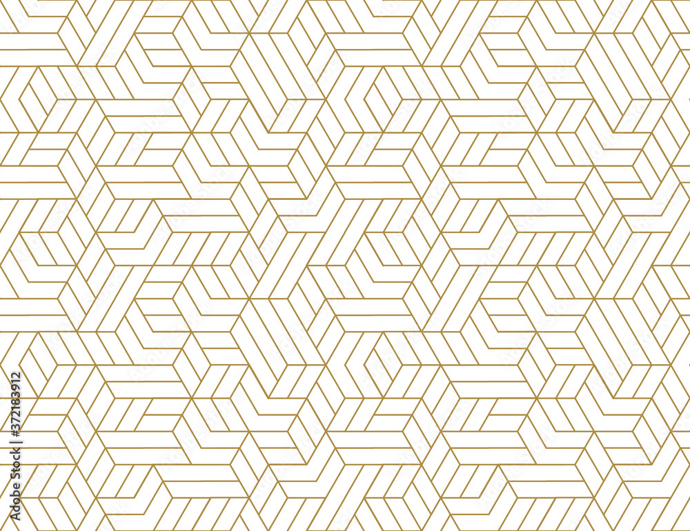 Abstract stripes, line vector seamless pattern. Neutral monochrome business background, gold white color. Linear shapes, creative geometric ornament
