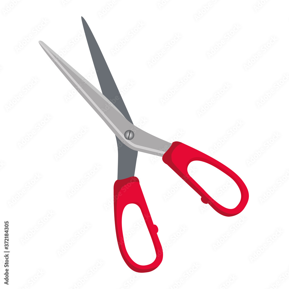 Open red scissor in white background. Vector isolated illustration on white background. Open red scissor in white background. Vector isolated illustration on white background.