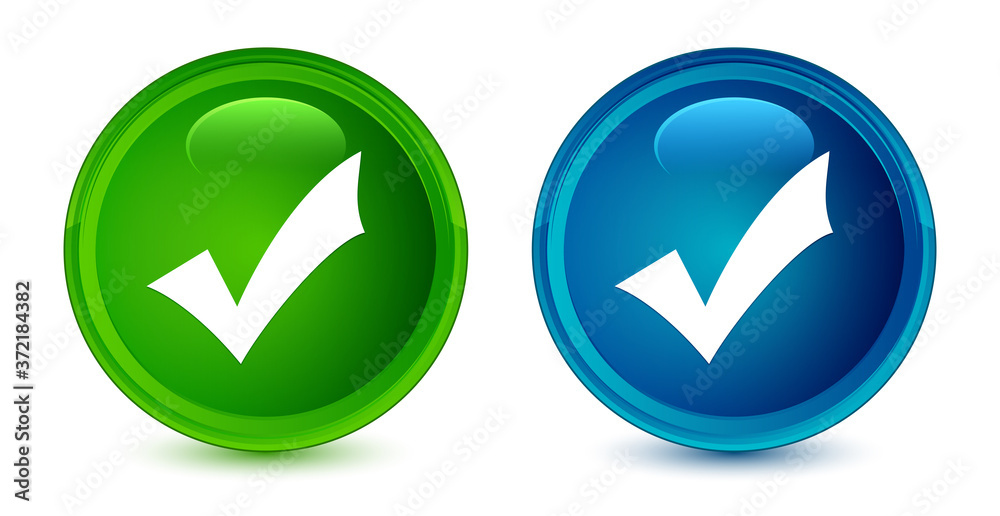 Validation icon artistic shiny glossy blue and green round button set Validation icon artistic shiny glossy blue and green round button set